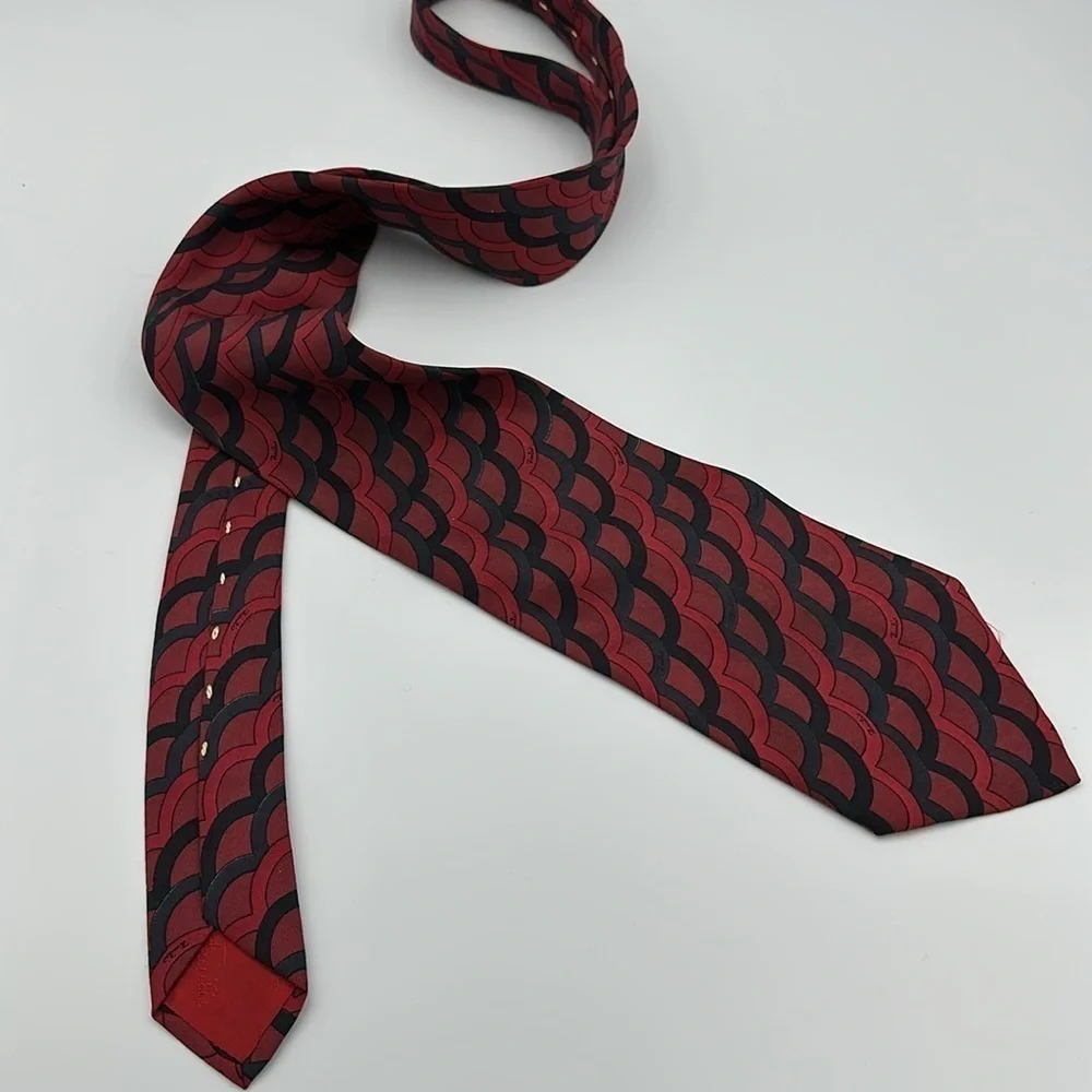 Emilio Pucci Vintage Tie Red Black 56” Long
